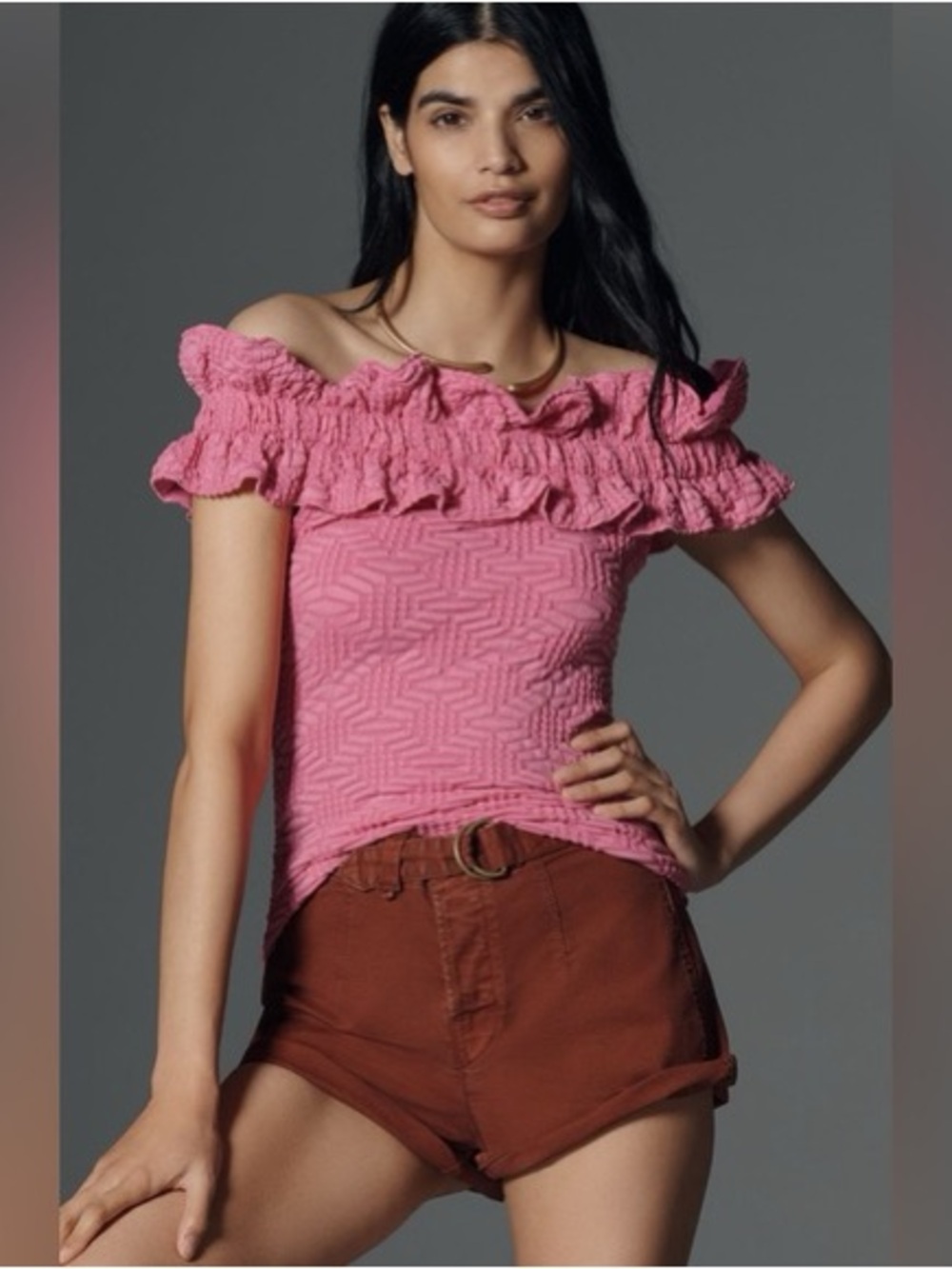NWT Maeve Pink Off-Shoulder Ruffle Camisole